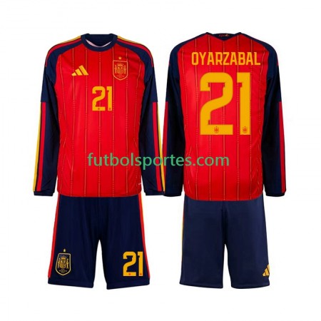 Camiseta España Mikel Oyarzabal 21 Niño Primera Equipación Copa Mundo 2026 Manga Larga